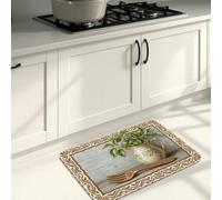 Tapis de cuisine à fourchette pour sol, rustique, pommes, feuilles vertes, sans rouge, doux, lavable, pour évier, buanderie, salle de bain, couloir, 40,6 x 119,4 cm