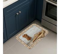 Tapis de cuisine à fourchette pour sol, rustique, pommes, feuilles vertes sans rouge, tapis de sol rembourré doux lavable pour évier, buanderie, salle de bain, couloir 40,6 x 61 cm
