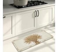 Tapis de cuisine à l'ail pour sol, rustique, cuillère à herbes aromatiques, beige, tapis de sol rembourré doux lavable pour évier, buanderie, entrée, couloir, 50,8 x 78,7 cm