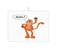 Tapis de cuisine à motif de tigre drôle de dessin animé, salut et agitant la patte, grand format, 45,7 x 61 cm