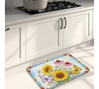 Tapis de cuisine à motif floral pour sol, motif papillon vintage, tapis doux, confortable, lavable, antidérapant pour évier de cuisine, salle de bain, 40,6 x 61 cm