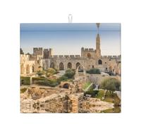 Tapis de cuisine à motif Israel à la tour de David - Séchage rapide de la vaisselle - 41 x 46 cm - Élégant tapis décoratif de cuisine