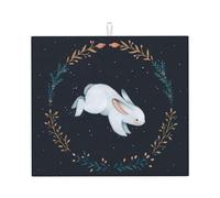 Tapis de cuisine absorbant à motif animal mignon blanc pour plan de travail, adapté pour ranger couverts, couteaux et tasses