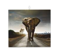 Tapis de cuisine absorbant à motif éléphant, tapis d'évacuation de comptoir, adapté pour ranger couverts, couteaux et tasses