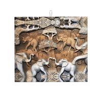 Tapis de cuisine absorbant à motif éléphants de la nature, tapis d'évacuation de comptoir, adapté pour ranger couverts, couteaux et tasses