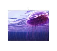 Tapis de cuisine absorbant méduse océan 45,7 x 61 cm - Fibre haute densité qui absorbe l'eau rapidement