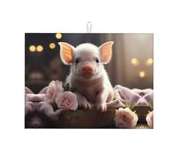 Tapis de cuisine absorbant mignon jeune cochon 45,7 x 61 cm - Fibre haute densité qui absorbe l'eau rapidement