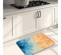 Tapis de cuisine abstrait pour sol, bleu et orange, tapis artistique doux, rembourré, confortable, lavable, antidérapant pour cuisine, évier, buanderie, salle de bain, 50,8 x 78,7 cm