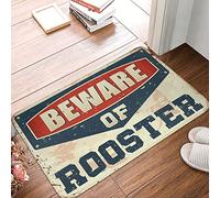 Tapis de cuisine anti-fatigue à séchage rapide | Méfiez-vous du coq d'entrée de maison d'angle (65 x 90 cm)