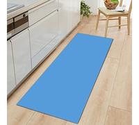 Tapis de cuisine anti-fatigue pour sol - Tapis rembourré en flanelle de couleur unie avec fond antidérapant en PVC pour évier, buanderie, entrée, bureau, maison (bleu, 60 x 180 cm)