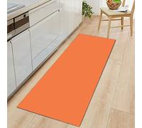 Tapis de cuisine anti-fatigue pour sol - Tapis rembourré en flanelle de couleur unie avec fond antidérapant en PVC pour évier, buanderie, entrée, bureau, maison (orange, 40 x 60 cm)