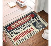 Tapis de cuisine antidérapant Avertissement Cette propriété est protégée par un écureuil hautement entraîné - Moelleux pour chambre à coucher, tapis anti-fatigue (50 x 80 cm)