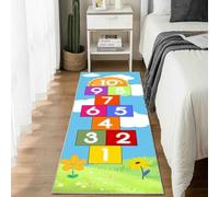Tapis de Cuisine Antidérapant Dessin Animé Marelle Tapis de Couloir Long et Lavable Mignon Fleur Paillasson Absorbant Enfant Numéro Entrée, Salle de Bain et Descente de Lit 60x240 cm