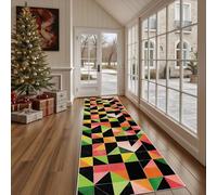 Tapis de Cuisine Antidérapant Géométrique Triangle Tapis de Couloir Long et Lavable Art Abstrait Carré Paillasson Absorbant Mosaïque Rectangle Entrée, Salle de Bain et Descente de Lit 60x240 cm