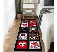 Tapis de Cuisine Antidérapant Horreur Crâne Tapis de Couloir Long et Lavable Romantique Cœur Paillasson Absorbant Mystique Fleur Entrée, Salle de Bain et Descente de Lit 60x240 cm