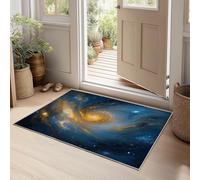 Tapis de Cuisine antidérapant Lavable Doux Moderne Fantastique Nuages Étoiles Espace, Tapis de Sol Interieur Paillasson entrée 120 x 170 cm, Devant Evier Douche pour Chambre à Coucher Salon Bleu Foncé