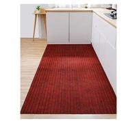 Tapis de Cuisine antidérapant rayé de 6 mm d'épaisseur, Tapis de Sol à Absorption Rapide de l'eau et résistant à l'usure, Tapis avec Fond à Forte adhérence(Red,100x100cm)