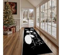 Tapis de Cuisine Antidérapant Thème Musical Instrument Tapis de Couloir Long et Lavable Moderne Rock & Roll Paillasson Absorbant Simple Partition Entrée, Salle de Bain et Descente de Lit 60x240 cm