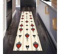 Tapis de Cuisine Antidérapant Vintage Amour Cœur Tapis de Couloir Long et Lavable Rayures Nœud Papillon Paillasson Absorbant Pop Art Pique Entrée, Salle de Bain et Descente de Lit 60x240 cm
