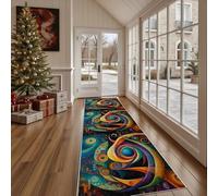 Tapis de Cuisine Art Abstrait Spirale Antidérapant et Lavable, Tapis de Couloir Long Vortex Illusion Planète Devant Evier, Paillasson Absorbant Fantastique Univers Entrée et Salle de Bain 60x120 cm