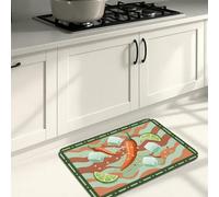 Tapis de cuisine artistique moderne pour sol, motif piment vert, tapis doux, coussin d'été, confortable, lavable, décoration pour éviers, buanderie, salle de bain, 40,6 x 61 cm