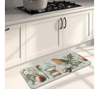 Tapis de cuisine artistique pour sol, motif vintage oiseau et figue, tapis doux, rembourré, confortable, lavable, antidérapant, pour éviers, buanderie, salle de bain, 40,6 x 119,4 cm