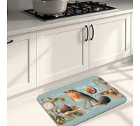 Tapis de cuisine artistique pour sol, motif vintage oiseau et figue, tapis doux, rembourré, confortable, lavable, antidérapant, pour éviers, buanderie, salle de bain, 40,6 x 61 cm