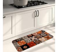 Tapis de cuisine artistique vintage pour sol, motif carrelage orange, rembourré, confortable, lavable, antidérapant pour éviers, buanderie, salle de bain, 40,6 x 119,4 cm