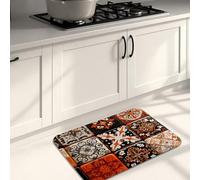 Tapis de cuisine artistique vintage pour sol, motif carrelage orange, rembourré, confortable, lavable, antidérapant pour éviers, buanderie, salle de bain, 50,8 x 78,7 cm