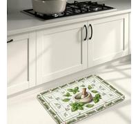 Tapis de cuisine aux herbes pour sol, ferme, ferme, mortier et pilon, vert d'été, confortable, lavable pour évier, buanderie, salle de bain, meuble-lavabo, 40,6 x 119,4 cm