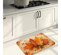 Tapis de cuisine citrouilles pour sol, moisson rustique, feuille de courge, orange, lavable, confortable pour évier, buanderie, entrée, salle de bain, 40,6 x 61 cm