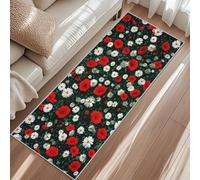 Tapis De Cuisine Coquelicot, Tapis De Couloir Fleurs Marguerite, Chambre Buanderie Couloir Et Balcon Passage Carpet 80x300cm Poils Ras Lavable en Machine Antidérapant Rugs