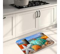 Tapis de cuisine côtier pour sol, turquoise et orange, tapis doux, rembourré, confortable, lavable, antidérapant pour éviers de cuisine, buanderie, 50,8 x 78,7 cm