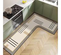 Tapis de cuisine d'angle - Motifs géométriques - Diatomées - Antidérapant - Imperméable - Anti-huile - Facile à nettoyer - Absorbant - Pour salle de bain, buanderie (11,80 x 150 cm)