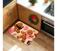 Tapis de cuisine de vacances en pain d'épices pour sol, joli biscuit, doux et festif, coussin d'hiver, confortable, lavable, antidérapant pour éviers, buanderie, salle de bain, 50,8 x 78,7 cm