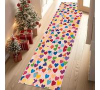 Tapis de Cuisine Décoratif Romantique Amour Cœur Tapis de Couloir Long et LavableSaint Valentin Colorés Paillasson Mignon Mosaïque pour Entrée Intérieur 80x240 cm