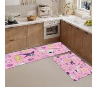 Tapis de Cuisine Devant Evier Graffiti Magique Rétro, Antidérapant et Lavable Tapis de Cuisine Flacon Potion Chapeau Magicien Tapis de Paillasson pour Manger, Couloir, Buanderie,45x75cm+45x150cm