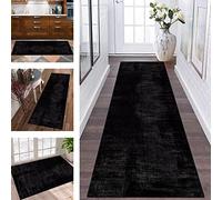 Tapis de Cuisine Devant evier Long Lavable antiderapant Tapis de Passage Couloir Moderne 40X250CM Noir Gris foncé Tapis Salon Chambre d'enfant Hall Paillassons d'entrée intérieurs Largeur 40-120cm