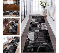 Tapis de Cuisine Devant evier Long Lavable antiderapant Tapis de Passage Couloir Moderne 50X80CM Noir Gris foncé Tapis Salon Chambre d'enfant Paillassons d'entrée intérieurs Largeur 40-120cm