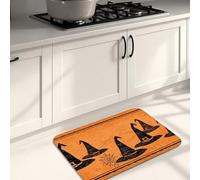 Tapis de cuisine d'Halloween pour sol, chapeaux de sorcière orange vintage effrayant, doux, rembourré, confortable, lavable, antidérapant pour éviers de cuisine, buanderie, salle de bain, 50,8 x 78,7