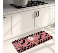 Tapis de cuisine d'Halloween pour sol, joli motif crème glacée et chauve-souris, tapis doux, rembourré, confortable, lavable, antidérapant pour cuisine, évier, buanderie, salle de bain, 40,6 x 119,4