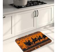 Tapis de cuisine d'Halloween pour sol, motif calèche effrayante et chevaux, rembourré, confortable, lavable, antidérapant pour éviers, buanderie, salle de bain, 50,8 x 78,7 cm