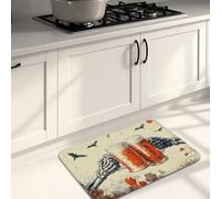 Tapis de cuisine d'Halloween pour sol, squelette citrouille, art vintage, tapis doux, rembourré, confortable, lavable, antidérapant pour éviers, buanderie, salle de bain, 50,8 x 78,7 cm
