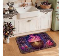 Tapis de cuisine d'Halloween sur le thème de la potion de sorcière magique | Bouteilles de potion magiques, tapis pour sol de cuisine, thème bibliothèque fantaisie, décoration d'automne effrayante