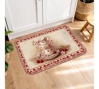 Tapis de cuisine doux et confortable à motif de fleurs de cerisier pour sol, motif de fruits rustiques, coussins printaniers, confortables, lavables pour cuisine, éviers, buanderie, salle de bain