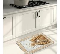 Tapis de cuisine en blé pour sol, panier rustique, cuillère, moisson, beige, tapis de sol épais lavable et confortable pour évier, buanderie, salle de bain, couloir, 40,6 x 119,4 cm