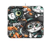 Tapis de cuisine en caoutchouc motif chat sorcière Halloween 40,6 x 45,7 cm