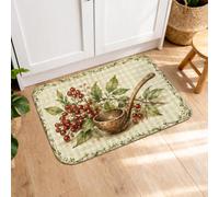 Tapis de cuisine en corne d'abondance - Tapis de sol rustique doux et lavable - Motif feuilles de baies - Vert automne - Décoration pour évier, buanderie, salle de bain, entrée, 50,8 x 78,7 cm
