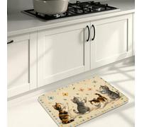 Tapis de cuisine en forme de chat mignon pour sol, chatons ludiques, tapis doux, confortable, rembourré, lavable, décoration pour éviers, buanderie, salle de bain, 40,6 x 61 cm