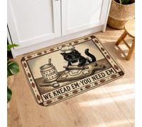 Tapis de cuisine en forme de chat pour sol, vintage rustique, citrouilles, bol, beige automne, tapis de cuisine doux lavable pour évier, buanderie, entrée, couloir, 40,6 x 61 cm